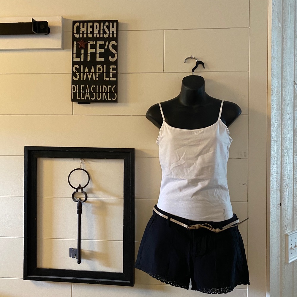 Ambiance apparel black denim shorts with lace